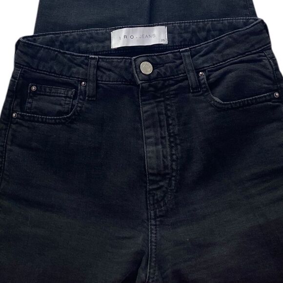 IRO Jeans THILA Designer High Waist Skinny Stretch Denim Raw hem Black Size 25 - Picture 10 of 15